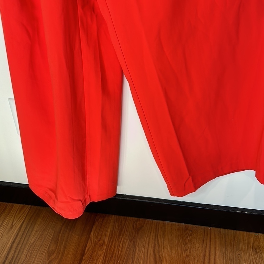 Sergio Hudson Jumpsuit Womens 1X Red One Shoulder Cut-Out Wide Legs - Picture 3 of 6